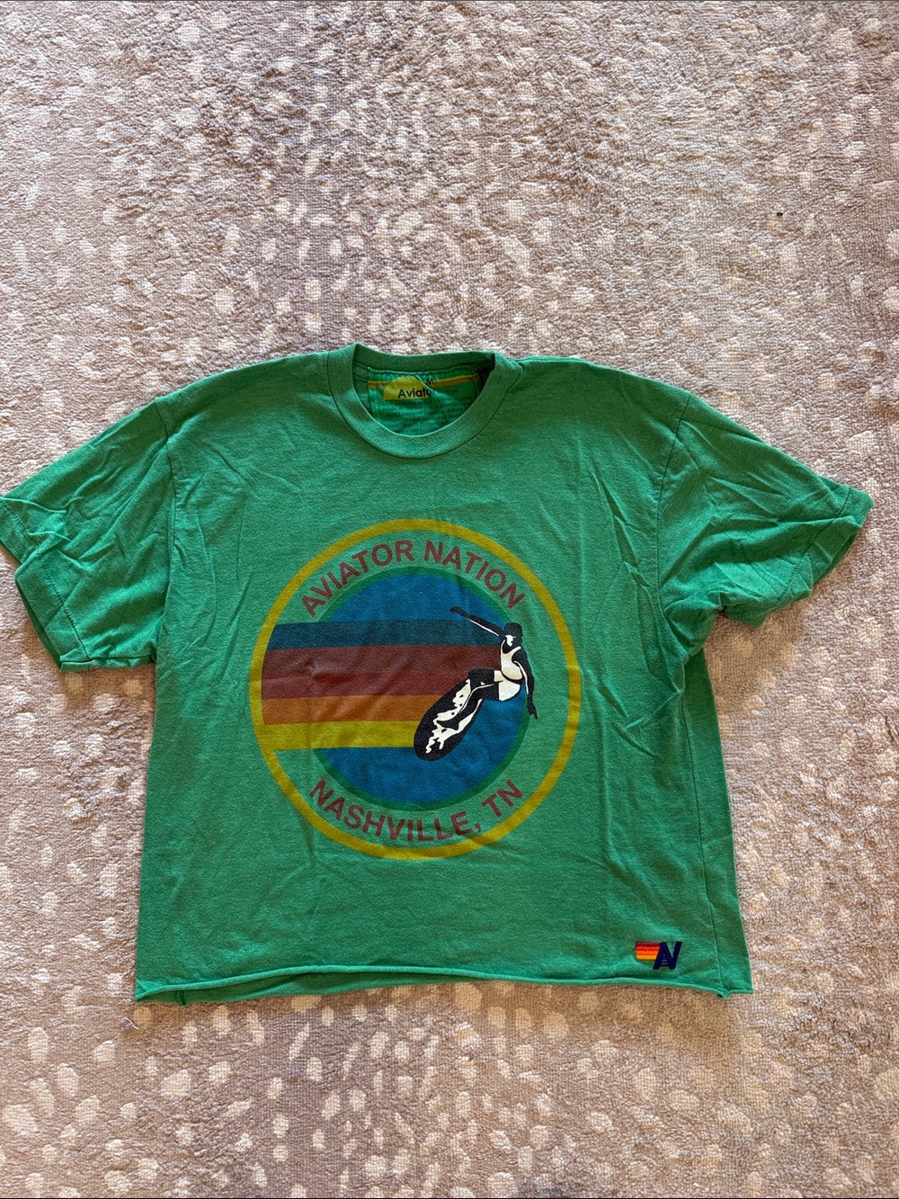 Aviator Nation Green Retro Penguin Graphic Tee